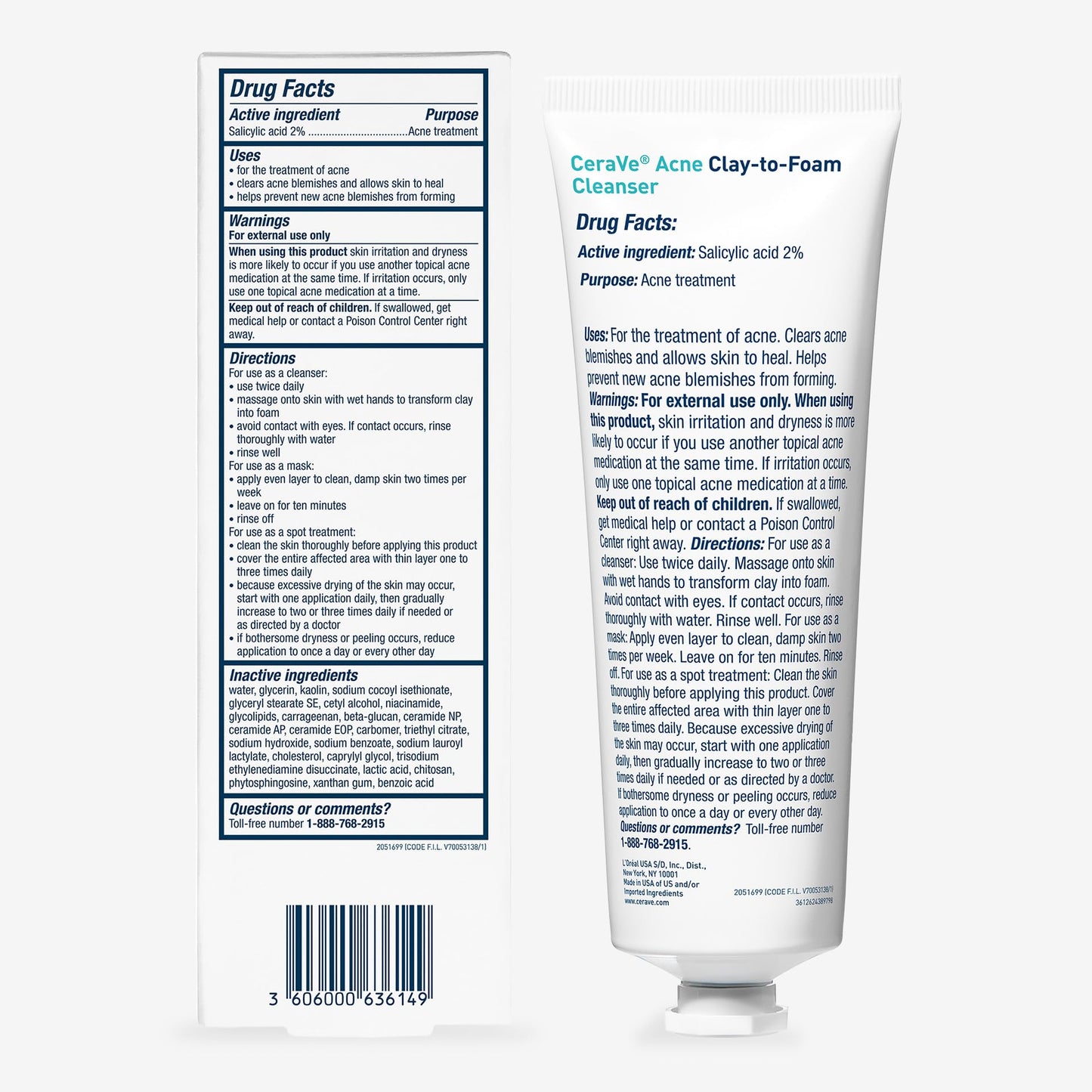 CeraVe Clay To Foam Acne Face Wash,Salicylic Acid & Kaolin Clay Acne Spot Treatment Clears Pimples & Blackheads, Prevents Breakouts, Hydrates & Soothes, Fragrance-Free, Non-Comedogenic,4oz,(Pack of 2)