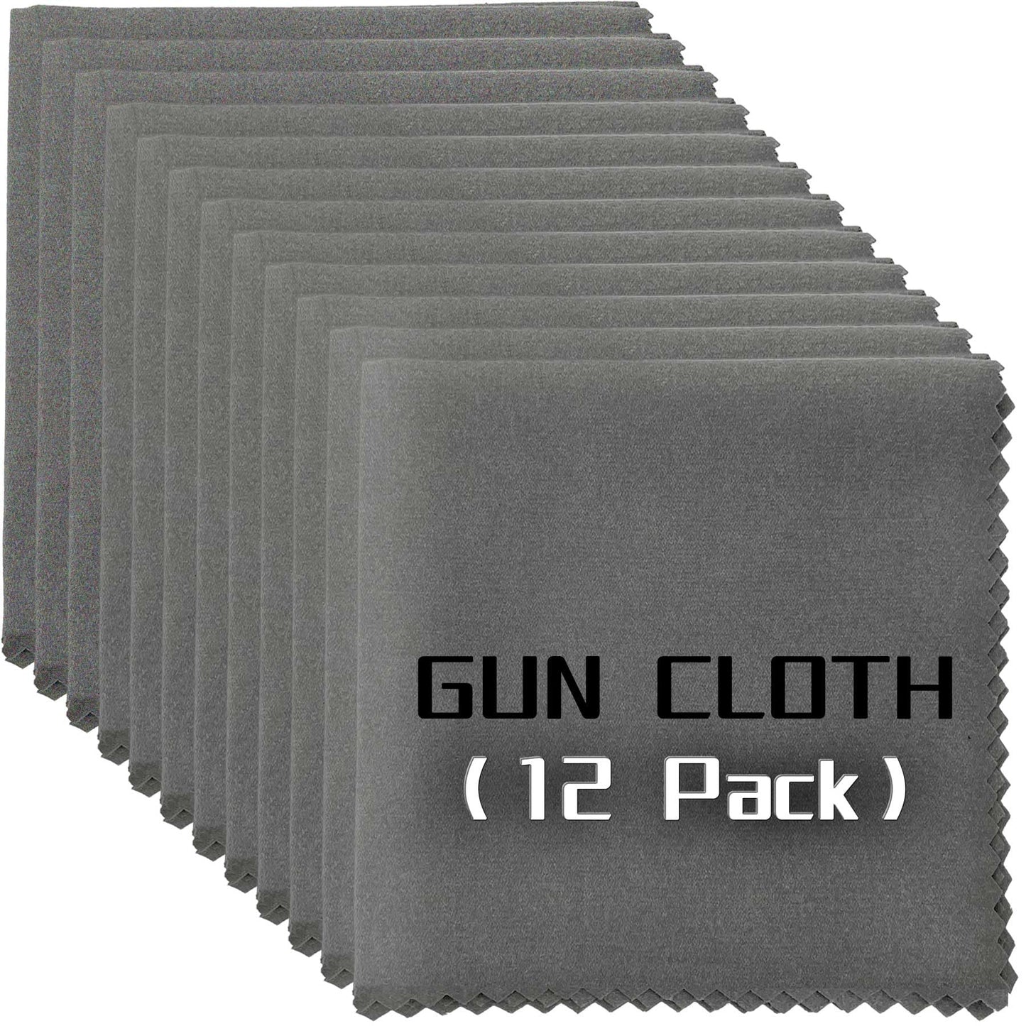 12 Pack Microfiber Gun Cleaning Cloth, 12"x12" Lint Free Gun Cleaning Rags, Reusable Microsuede Cleaning/Polishing Wipes Towels for Firearms, Knives and Scopes (Gray)