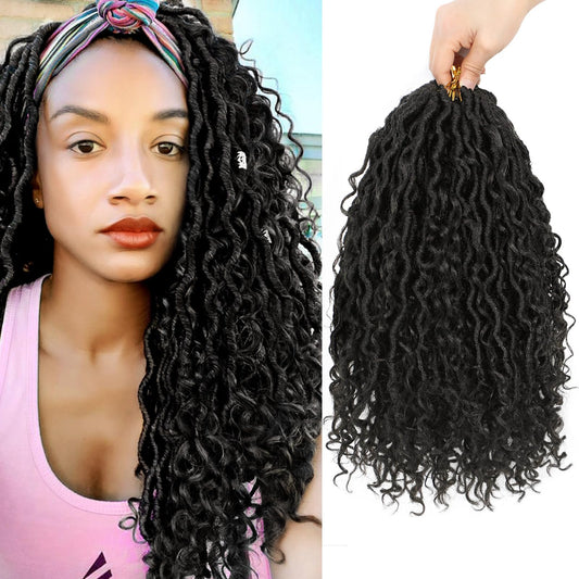 Alicoco Goddess Locs Crochet Hair 14 Inch 8 Packs Faux Locs Crochet Hair For Women Boho Soft Locs Pre-looped River Crochet Locs With Curly Ends (14 Inch (Pack of 8), 2#)