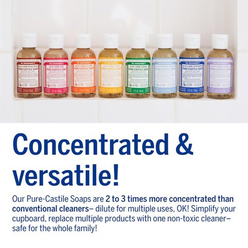 Dr. Bronner's - Pure-Castile Liquid Soap (Baby Unscented, 2 ounce, 2-Pack) - Made with Organic Oils, 18-in-1 Uses: Face, Body, Hair, Laundry, Pets and Dishes, Concentrated, Vegan, Non-GMO
