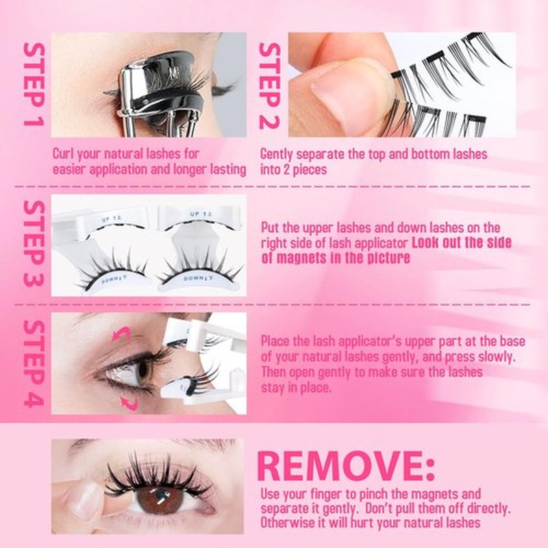 JIMIRE Magnetic Eyelashes Natural Look Magnetic Lashes without Eyeliner Reusable Comfortable Magnetic Eyelashes with Applicator No Glue Needed Wispy Lightweight Cat Eye Magnetic Eye Lashes