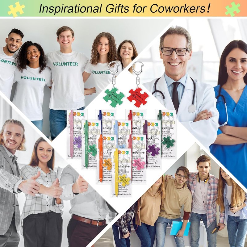 CNA Graduation Gifts - 36 Set Puzzle Keychains & Thank You Pens for Nursing Assistants | Employee Appreciation