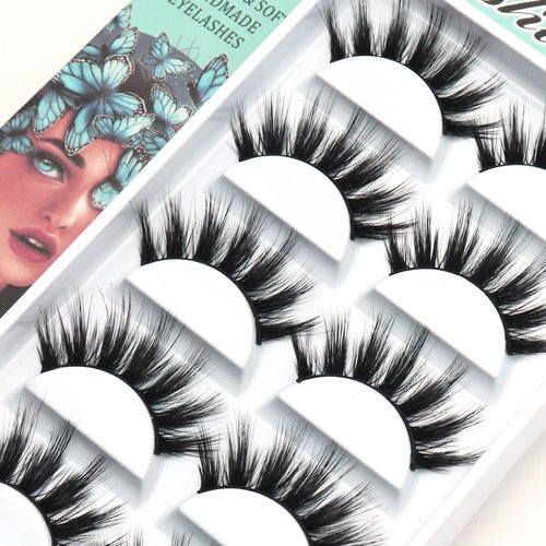 Veleasha Lashes 5D Faux Mink Lashes 100% Handmade Luxurious Fake Eyelashes Lightweight Fluffy False Eyelashes 5 Pairs Pack (Dubai)