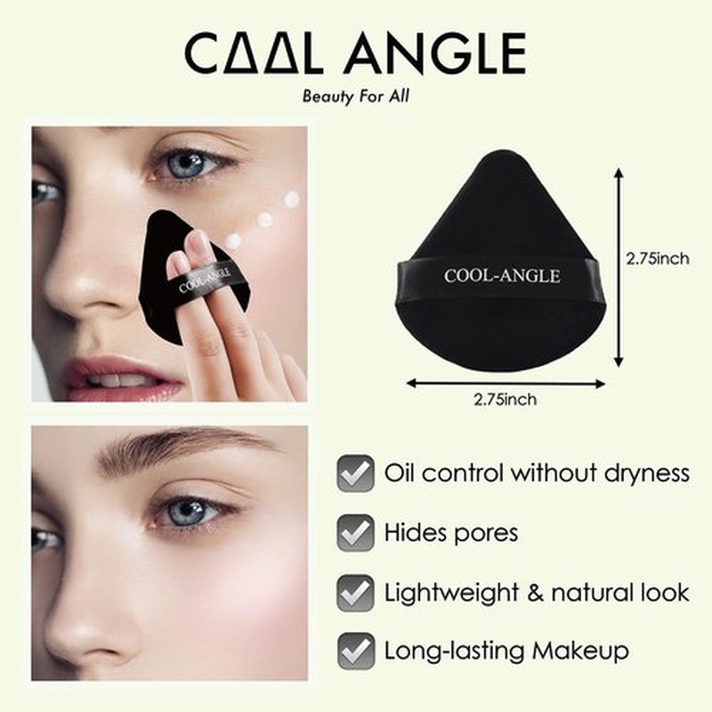 COOL-ANGLE 6Pack Makeup Sponge and Powder Puff Set with Blender Sponge for Liquid Foundation Concealer and BB Cream, Triangle Powder Puff for Loose Powder Setting and Oil Control