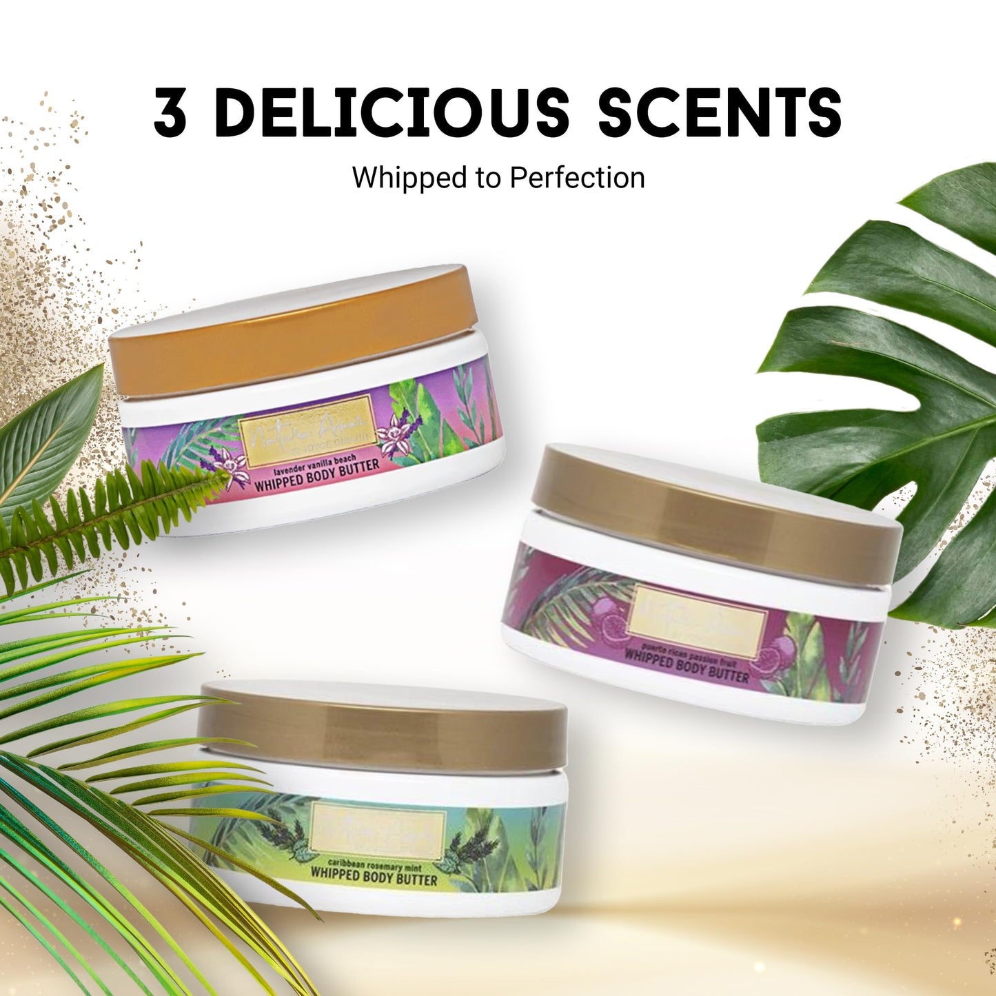 Joyce Giraud Natura Amor Whipped Body Butter, Caribbean Rosemary Mint, Extra Creamy, Ultra Hydrating, Non-Greasy, 8 Oz