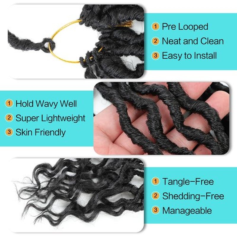 Karida Goddess Locs Crochet Hair 12 Inch, 8 Packs Upgraded Crochet Hair for Black Women, Pre Looped Crochet Faux Locs With Curly Ends (12 Inch (Pack of 8), 1#)