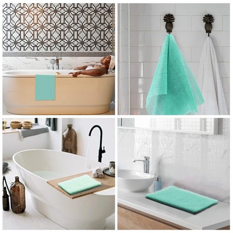 2 Pieces African Bath Sponge African Net Long Net Bath Sponge Exfoliating Shower Body Scrubber Back Scrubber Skin Smoother,Great for Daily Use (Green)