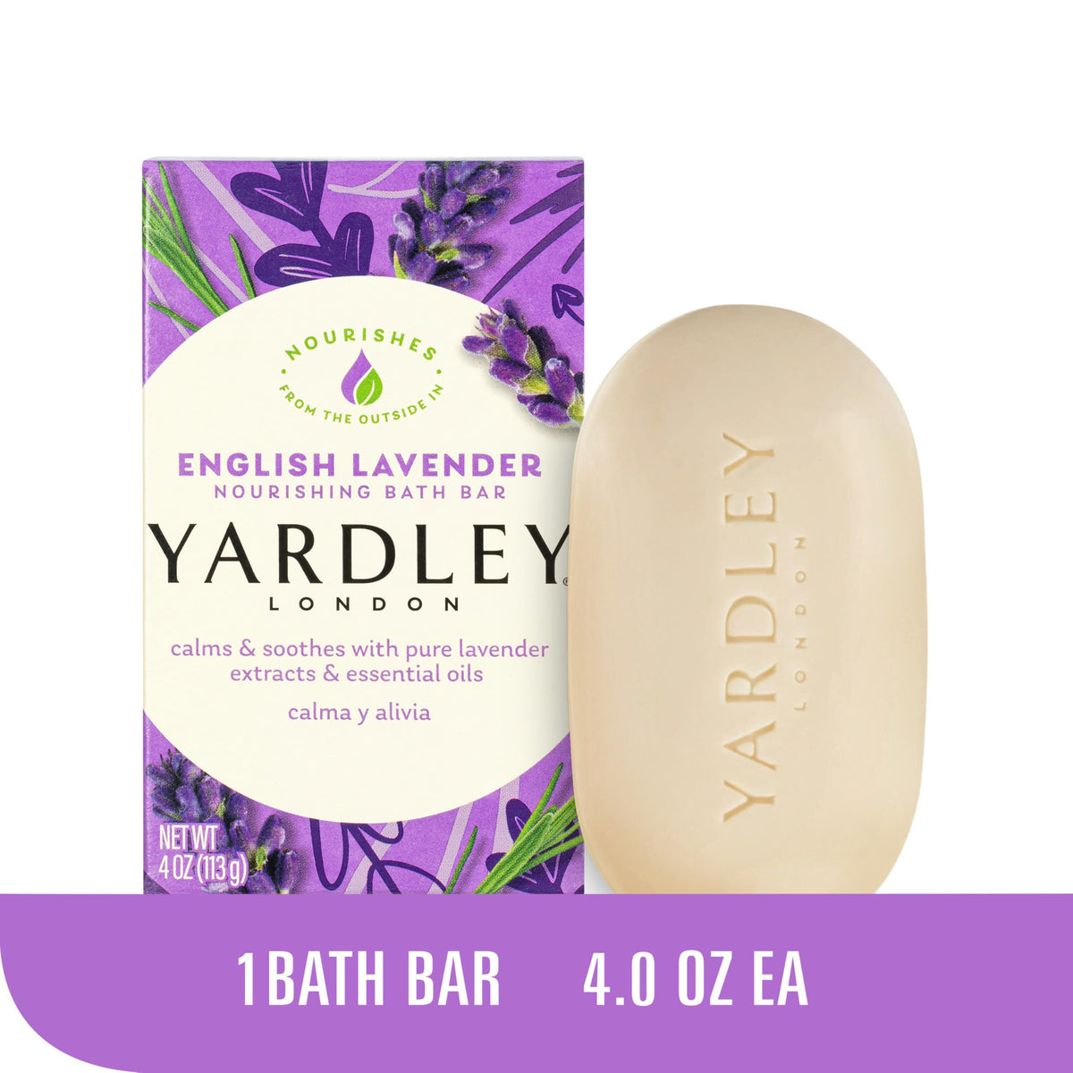 Yardley London English Lavender with Essential Oils Soap Bar, 4.25 oz Bar (Pack of 1)