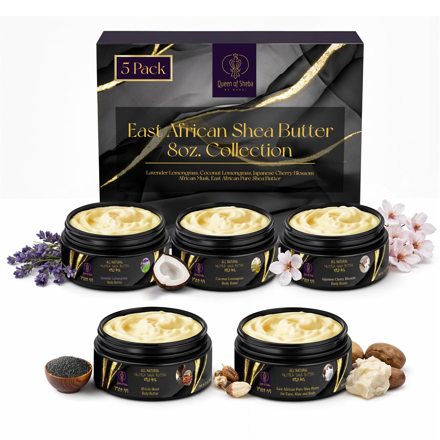 African Shea Butter Raw Organic Unrefined 8 Ounce Bundle, Pure Shea Butter Skin Care Face Moisturizer Body Lotion Hair Moisturizer Pure Vitamin E Cream Deep Hydration For All Skin Types