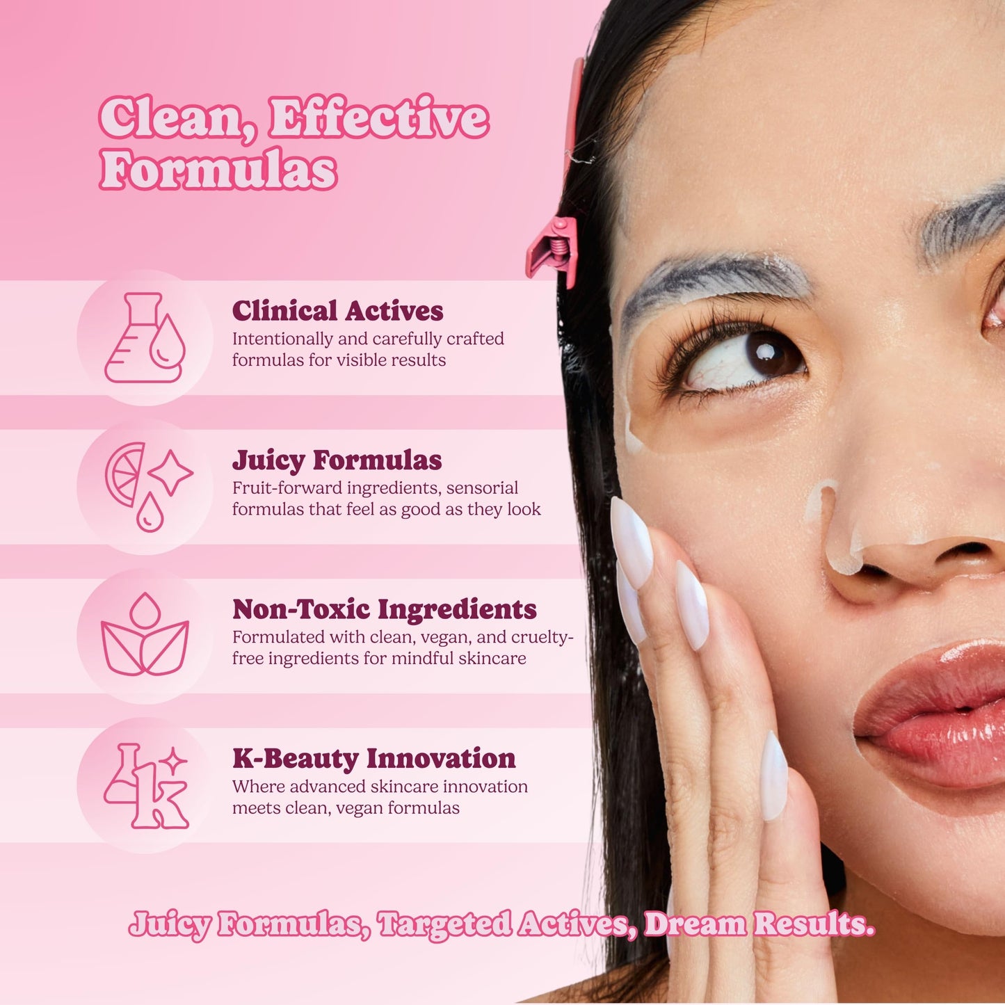 ESW Beauty The Pink Dream Moisturizing Korean Face Mask – Vitamin C, Hyaluronic Acid & Vitamin E for Hydration, Sensitive Skin & Dewy Glow – Skincare Gifts for Women