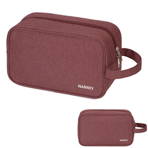 Narwey Travel Toiletry Bag for Women Traveling Dopp Kit Makeup Bag Organizer for Toiletries Accessories Cosmetics (Jujube Red)