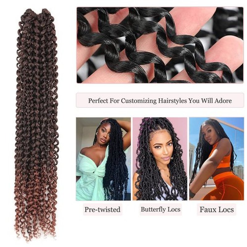 Pelokaa Passion Twist Hair - 10 Inch 7packs Ombre Brown Water Wave Crochet Braids Synthetic Braiding Hair Extensions (10 Inch 7Packs, T30)