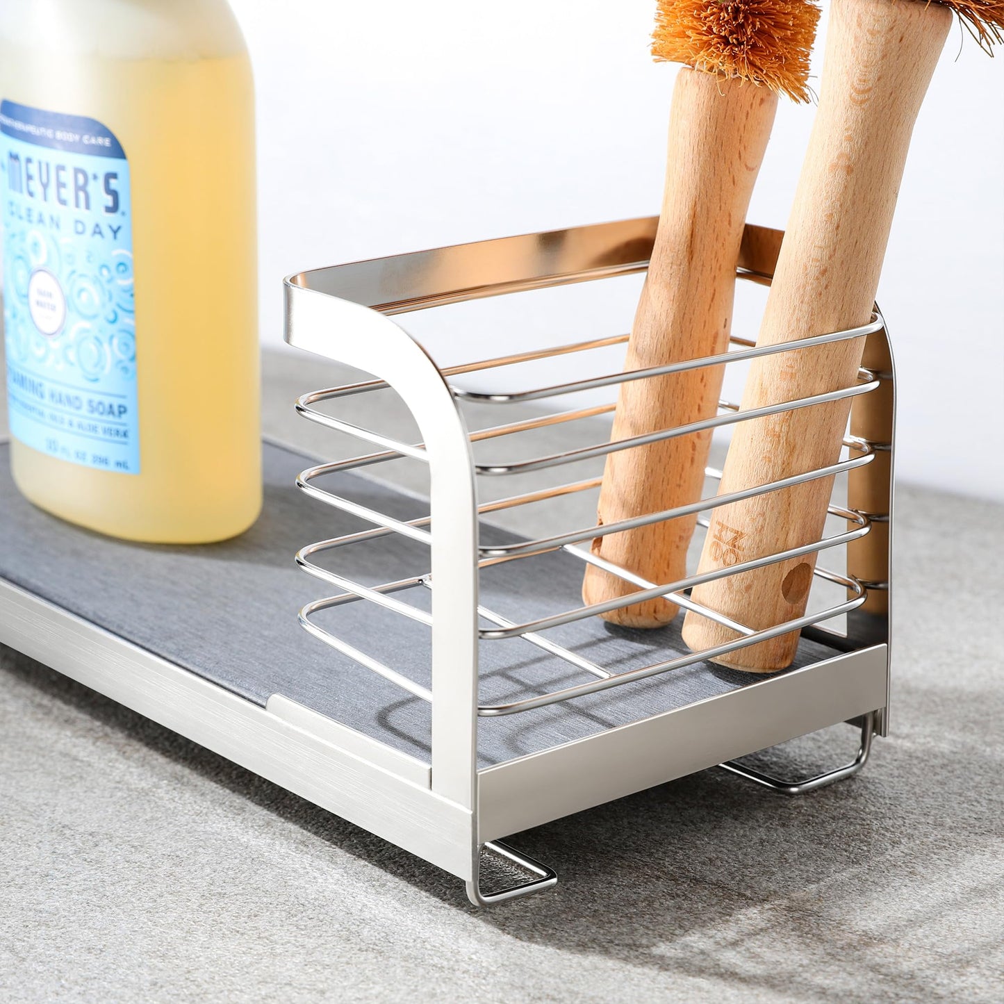AIDILI Wipe-Free Sink Organizer with Drying Stone, Instant Dry Sink Caddy Organizers, Kitchen Sponge Soap Holder Dispenser, Countertop Fast Drying Counter Tray Rack