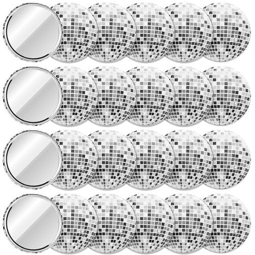 JMZYJZH 12 Pcs Disco Ball Compact Mirror Bulk, Mini Folding Round Disco Makeup Mirror, Women Gift Disco Party Supplies
