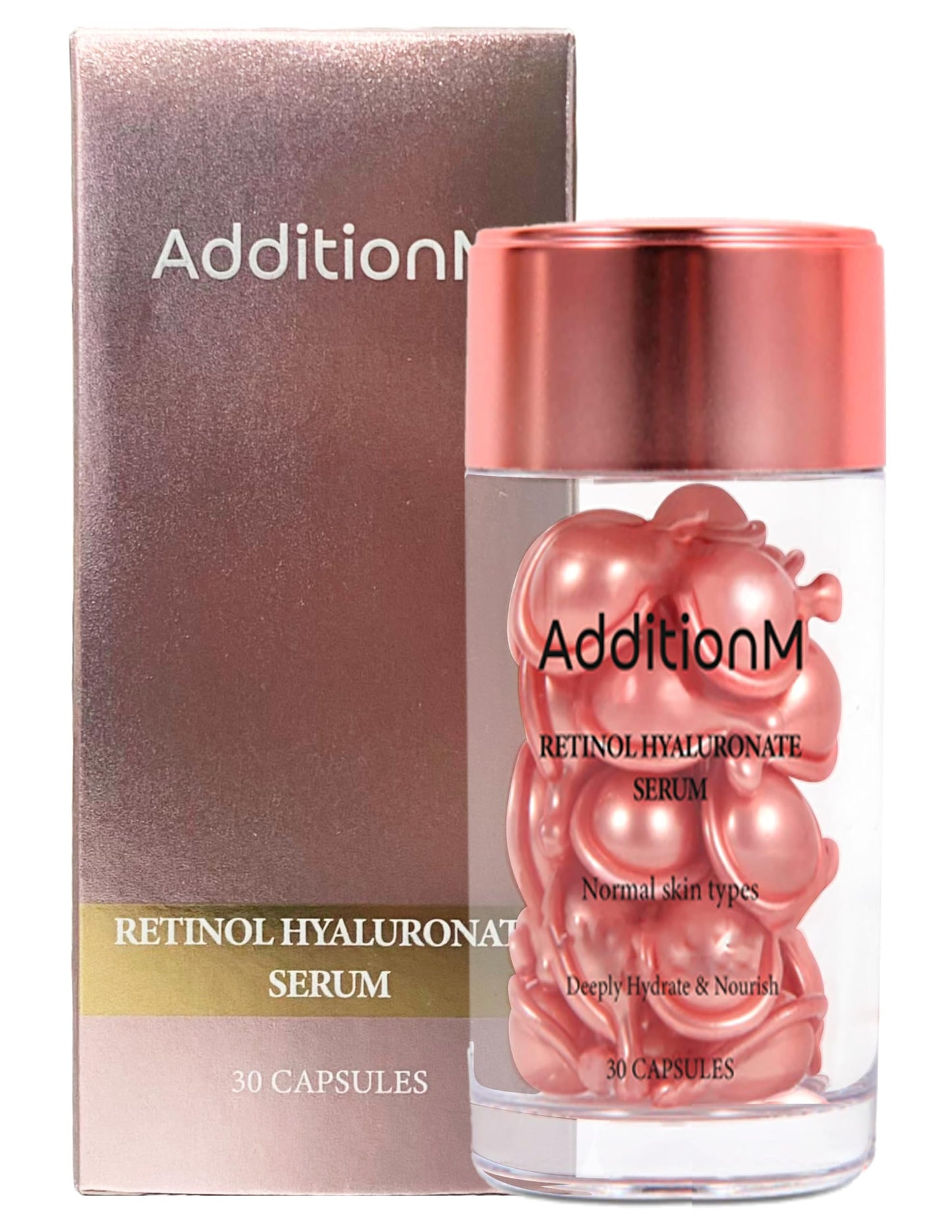 Retinol-Hyaluronate Serum Capsules (30 pcs) by AdditionM, Fine Lines, Wrinkles & Dark Spots - Fragrance-Free, Deeply Hydrating