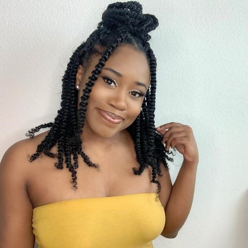 14 Inches 8 Packs Passion Twist Crochet Hair-Pre-twisted Passion Twists,Pre-Looped Crochet Braids Made Of Bohemian Hair Synthetic Braiding Hair Extensions (14 Inch(Pack of 8), 1B)