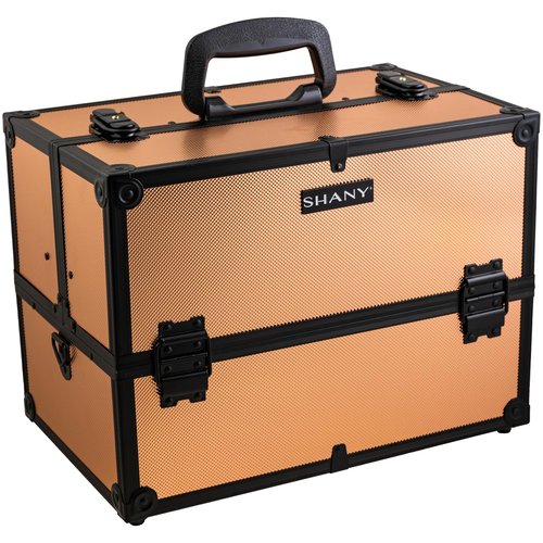 SHANY Essential Pro Makeup Train Case Cosmetic Box Portable Makeup Case Cosmetics Beauty Organizer Jewelry storage with Locks, Multi Compartments Makeup Box and Shoulder Strap - Black Rose