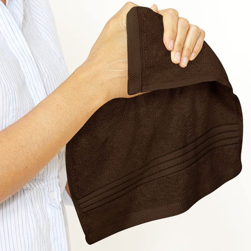 Utopia Towels 12 Pack Premium Wash Cloths Set (12 x 12 Inches) 100% Cotton Ring Spun, Highly Absorbent and Soft Feel Washcloths for Bathroom, Spa, Gym, and Face Towel (Dark Brown)