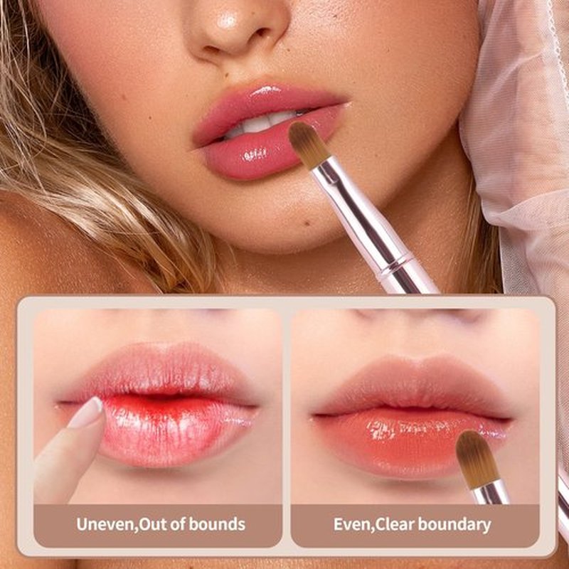 3 PCS Lip Brush,Yoizyfree Retractable Lip Brushes,Double-Ended TraveLip Makeup Brush Set for Lipstick Lip Gloss Include Lid(Gold + Pink + Purple)