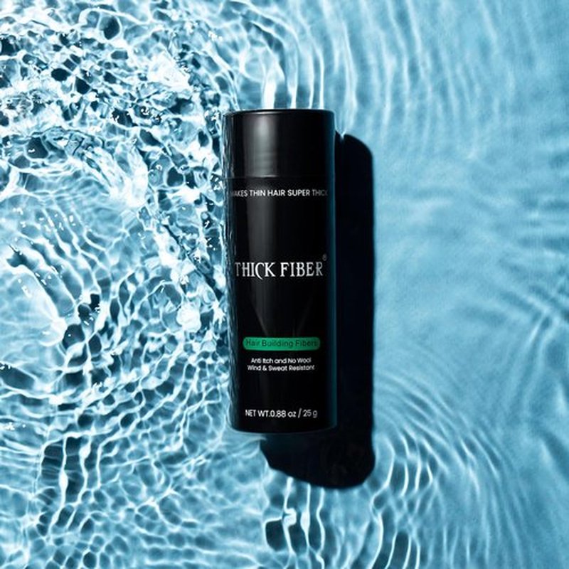 THICK FIBER Hair Fibers for Thinning Hair & Bald spots (BLACK) - 25g Bottle - Conceals Hair Loss in Seconds - Hair Powder for Women & Men