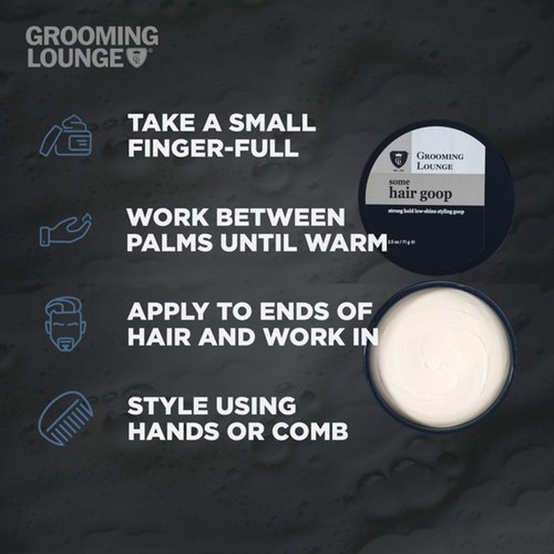 Grooming Lounge Some Hair Goop - Provides Texture, Strong Hold and Low Shine - Can Create any Style - Pliable for All-Day Touch Ups - Imparts Zero Crispiness - No Parabens - Cruelty Free - 2.5 oz