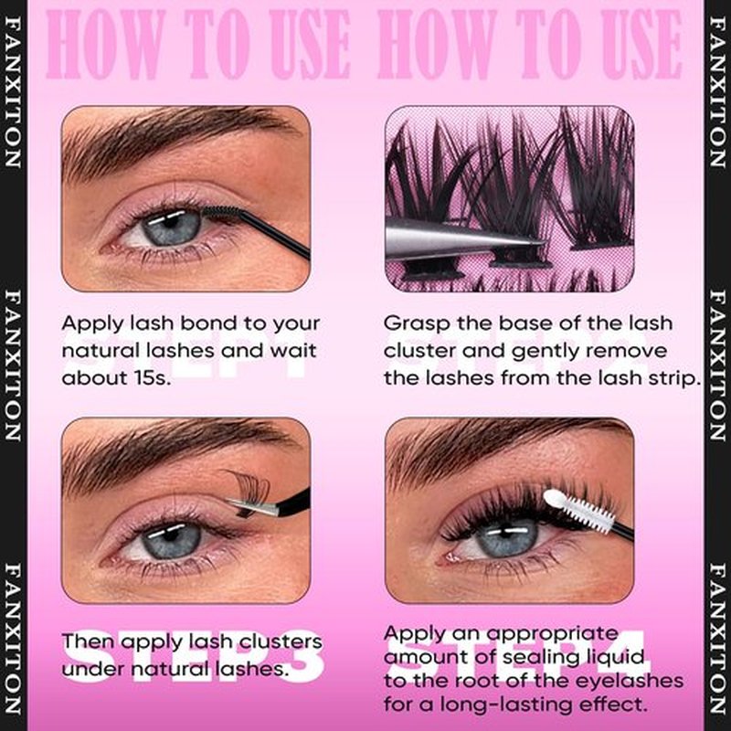 Eyelash Clusters Wispy Lash Clusters 40D+50D Lashes Clusters 400pcs D Curl Eye Lash Clusters Natural Cluster Eyelash Extensions 9-16mm Mix Individual Lashes for Beginners