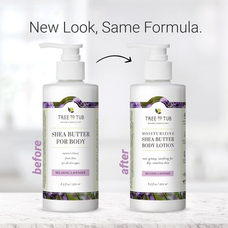 Tree to Tub Lavender Shea Butter Body Lotion for Dry Skin - Moisturizing Sensitive Skin Lotion for Women & Men, Vegan Body Moisturizer w/Organic Aloe Vera, Cocoa Butter, All Natural Colloidal Oatmeal