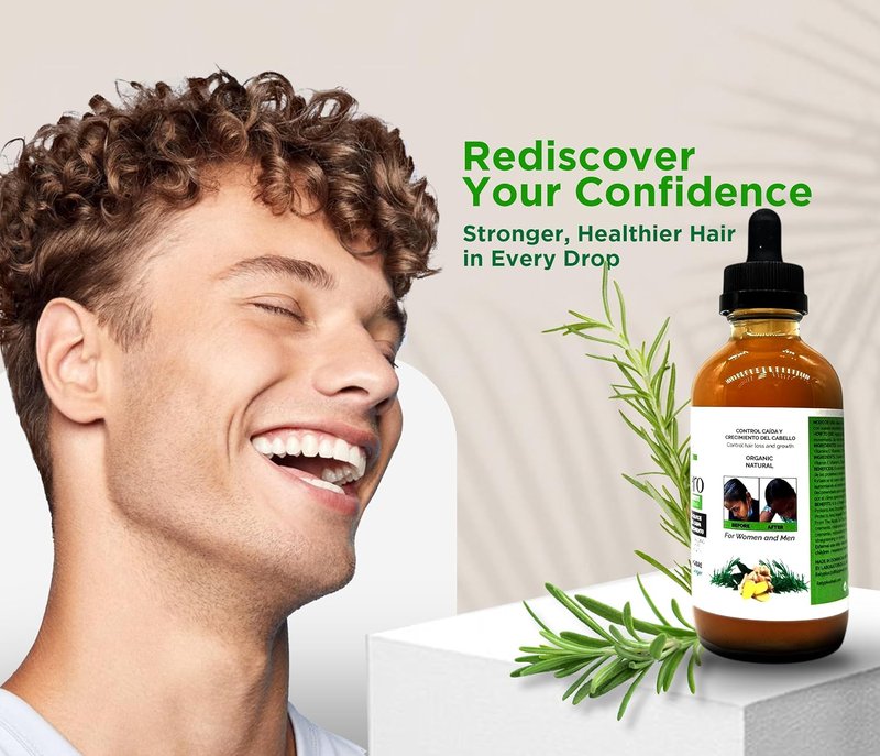 Organic Dropper Extra Strong Hair Treatment - Stop Hair Loss, Stimulate Growth & Treat Dandruff | Rosemary & Ginger, 4oz