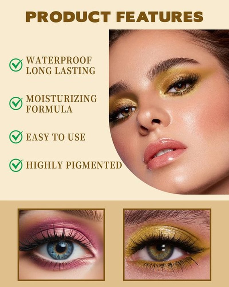 Shimmer Cream Eyeshadow, Ultra-Blendable Glitter Eye Shadow with Moisturizing Formula, Waterproof Long Lasting & Highly Pigmented, Single Creme Eyeshadow Highlighter Makeup for Women-01#Smoky Purple