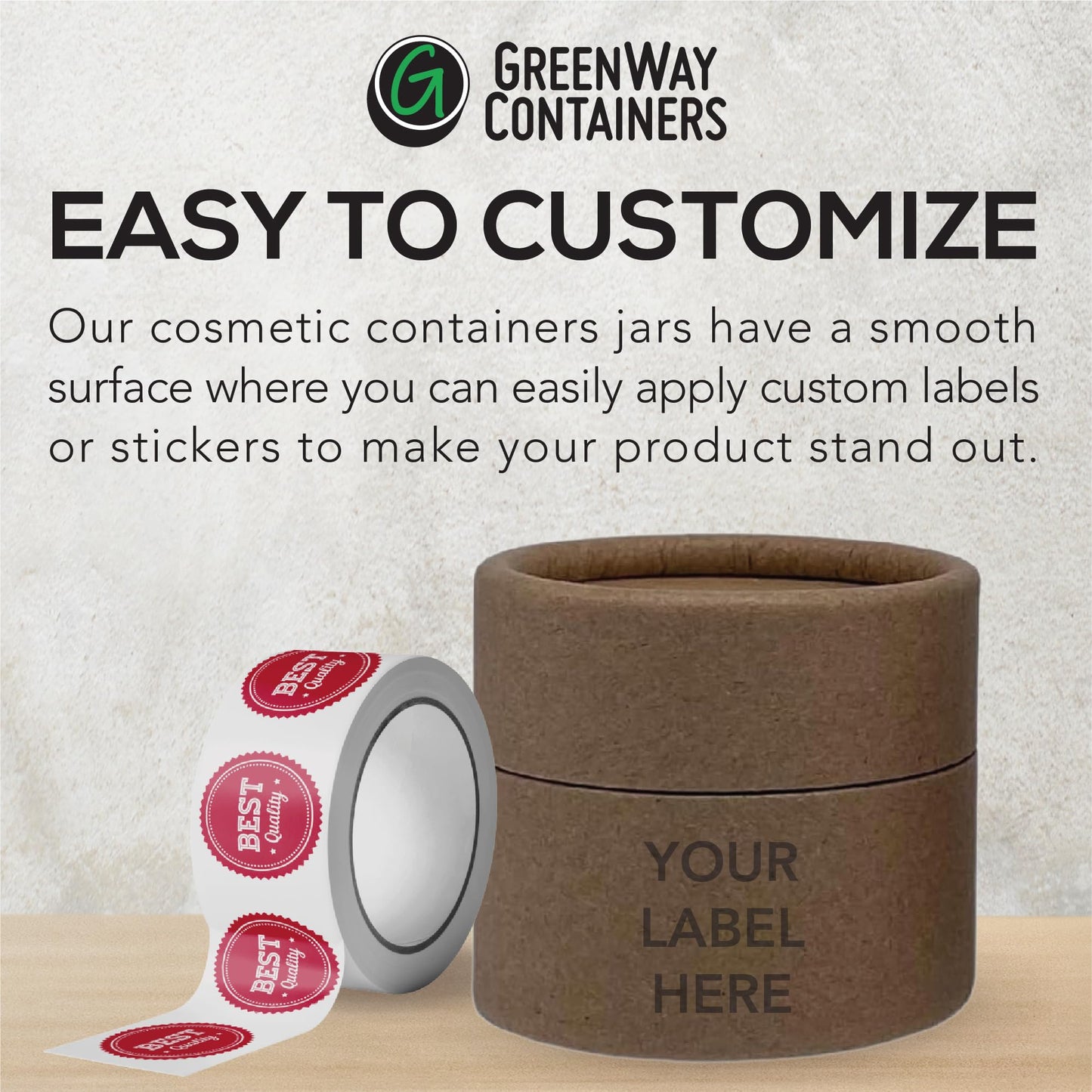 GreenWay 2oz / 60g Kraft Paperboard Empty Jars with Lids - 6 Pack Biodegradable Jars Refillable DIY Cosmetic Containers – Wax Lined Packaging Containers with Snug-Fitting Caps - Black