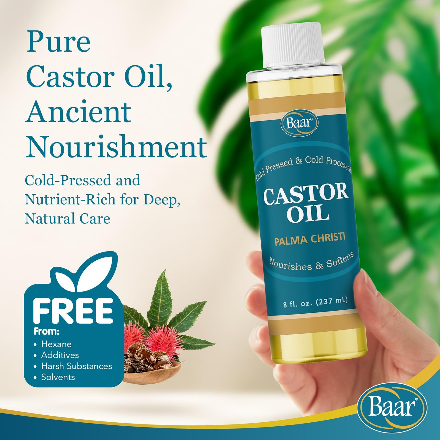 Baar Cold-Pressed Castor Oil, 8 oz
