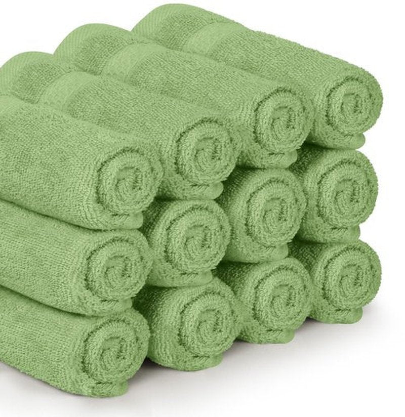 Utopia Towels [12 Pack Premium Wash Cloths Set (12 x 12 Inches) 100% Cotton Ring Spun, Highly Absorbent and Soft Feel Essential Washcloths for Bathroom, Spa, Gym, and Face Towel (Sage Green)