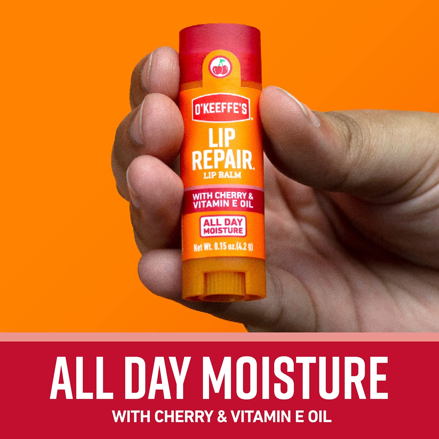 O'Keeffe's Lip Repair Lip Balm with Cherry & Vitamin E Oil - Stick - Moisturizer for Extremely Cracked,Dry Lips,(Pack of 16)