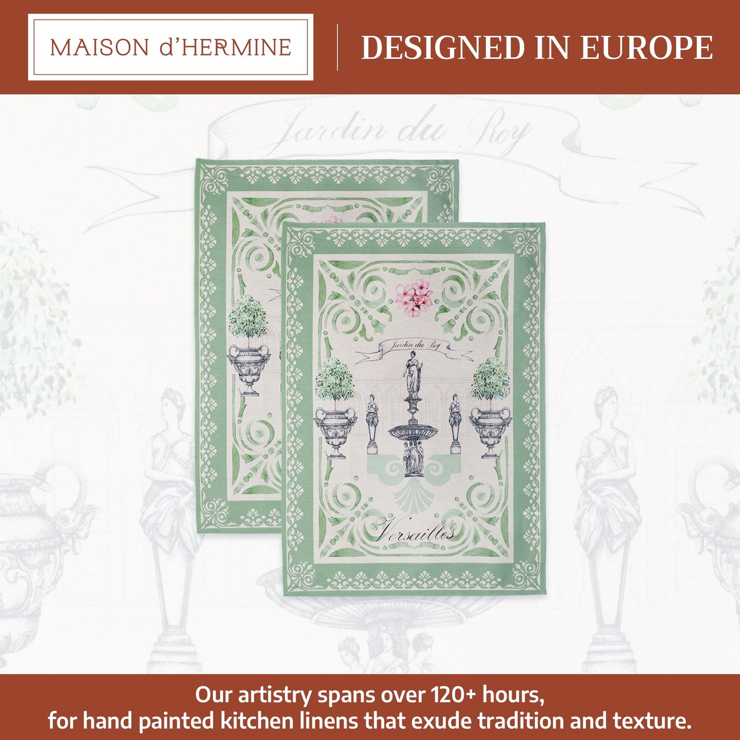 Maison d' Hermine Kitchen Towels Set of 2 Reusable 100% Cotton 27.50" x 20"