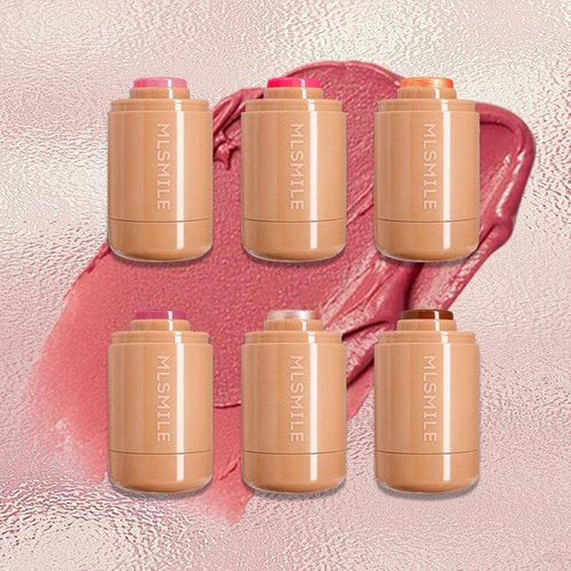 Pocket Blush Stick, 3-In-1 Natural Matte Blush Cream Blush Stick for Eyes, Cheeks & Lips, Blends Perfect for Skin Portable Multipurpose Long Lasting Waterproof and Sweatproof for Women (04)