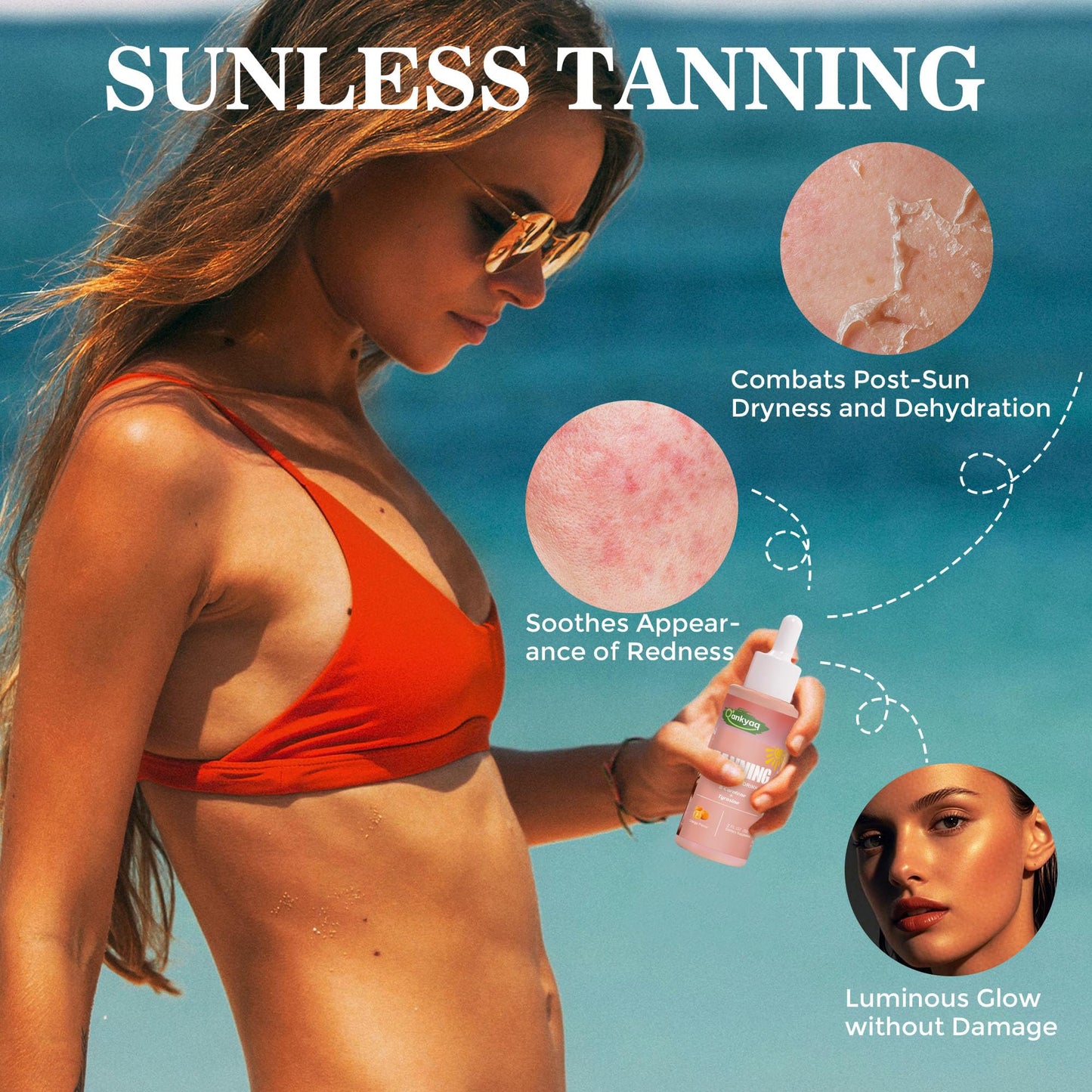 Tanning Drops to Drink, Sunless Tanning Drops for Face & Body, Bronzing & Glowing Skin Tone, Self Tanning for All Skin Types (50ML), Vegan, Sugar-Free
