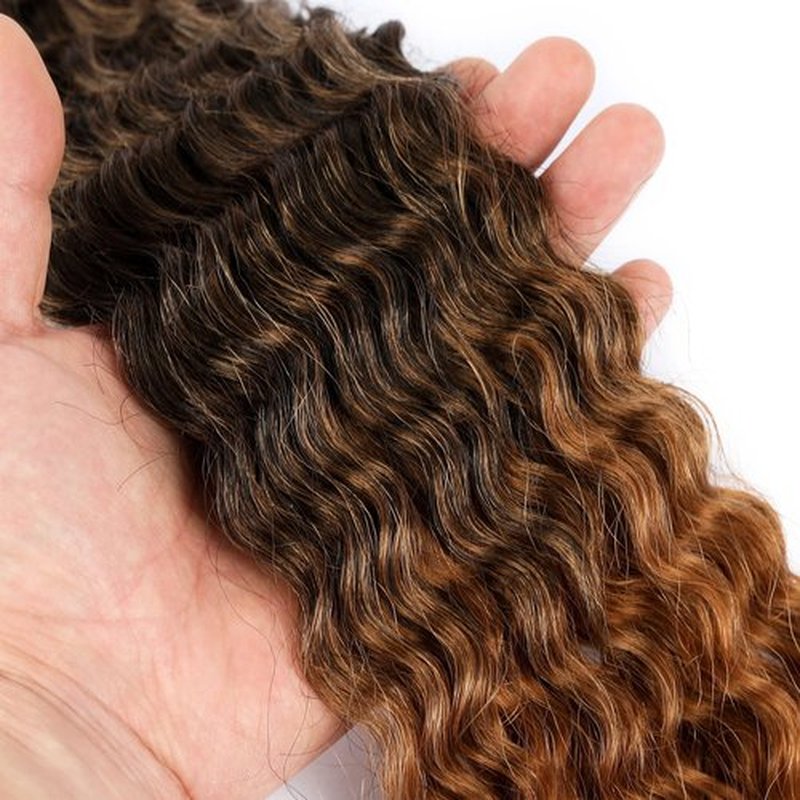 22in Ocean Wave Crochet hair 6Packs Brown Curly Braiding Crochet Hair Soft Synthetic Deep Wave Crochet Hair Extensions for Women #1BT30