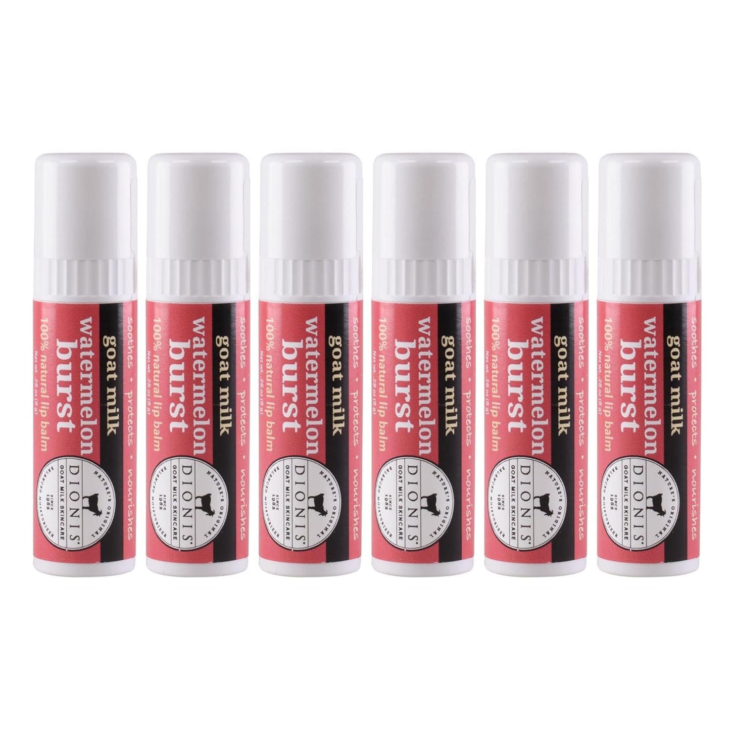 Dionis - Goat Milk Skincare Scented Lip Balm, Set of 6 (0.28 oz), Moisturize Dry and Chapped Lips, Cruelty-free and Paraben-free (Vanilla Bean)