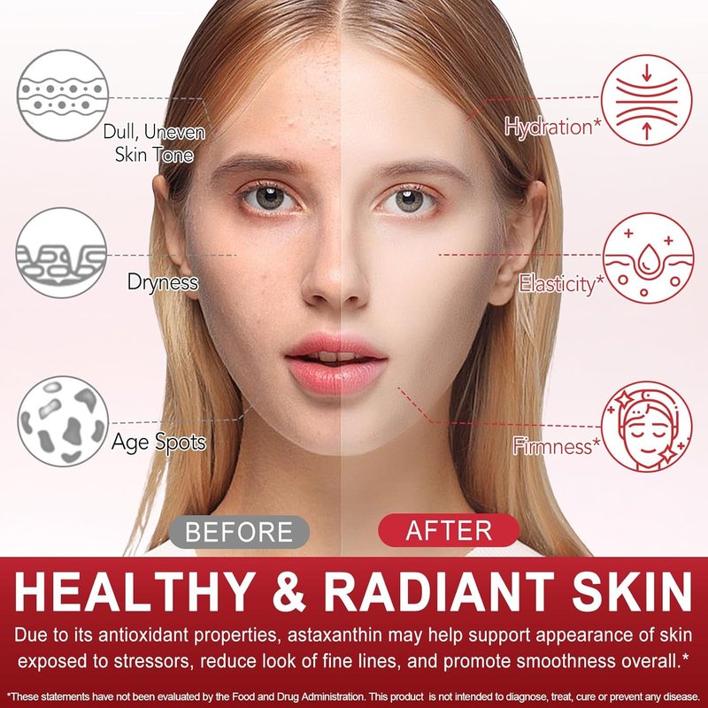 Astaxanthin 12mg Softgels - Premium Antioxidant Supplement for Eye, Skin & Immune Health | 240 Count