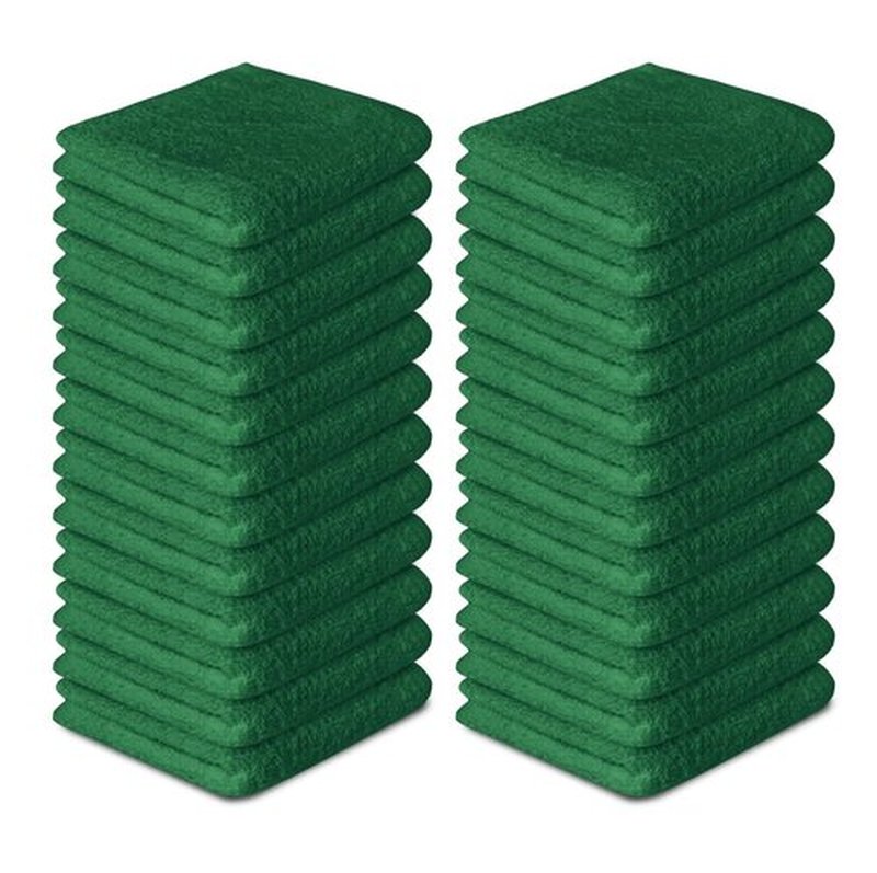 Softolle 100% Cotton Ring Spun Wash Cloths – Bulk Pack of Washcloths – 12x12 Inches – Wash Cloth for Face, Highly Absorbent, Soft and Face Towels (Dark Green, 24 Pack)