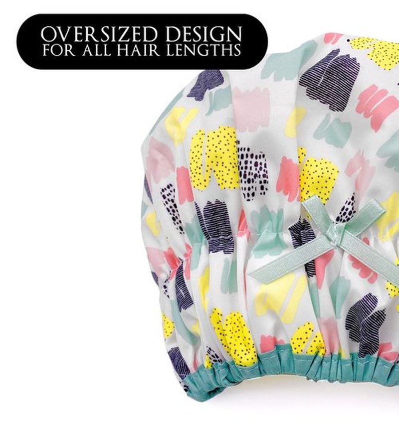Reusable Shower Cap & Bath Cap & Lined, Oversized Waterproof Shower Caps Large Designed for all Hair Lengths with PEVA Lining & Elastic Band Stretch Hem Hair Hat - Fashionista Living Color