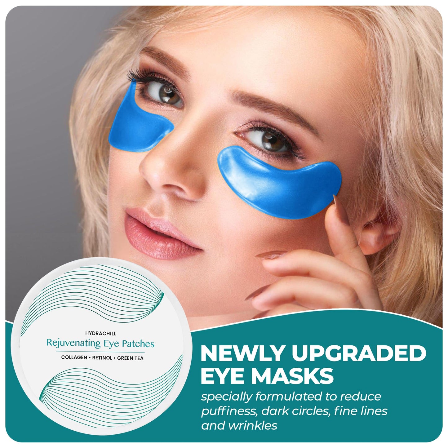 Eye Patches for Reducing Puffy Eyes and Dark Circles (60 patches), Wrinkles (Anti - Wrinkle) | Eye mask patches for Skincare with Retinol, Collagen, Hyaluronic Acid, Green Tea | Anti Wrinkle Patches