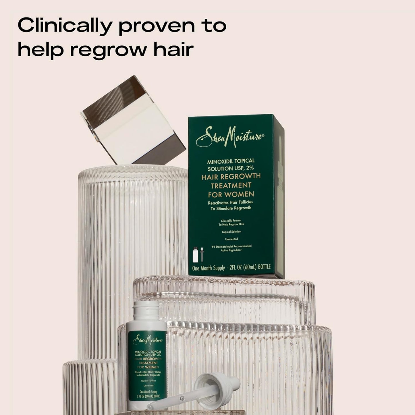 SheaMoisture Hair Regrowth Treatment for Women Minoxidil Topical Solution UPS, 2% to Stimulate Hair Regrowth Unscented 2 oz