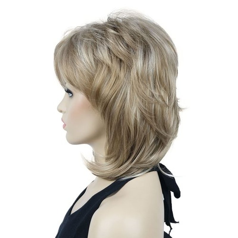 Lydell 16" Long Straight Wigs Soft Shaggy Layered Wigs Classic Cap Full Synthetic Hairpieces (H16D613 Blonde Highlights)