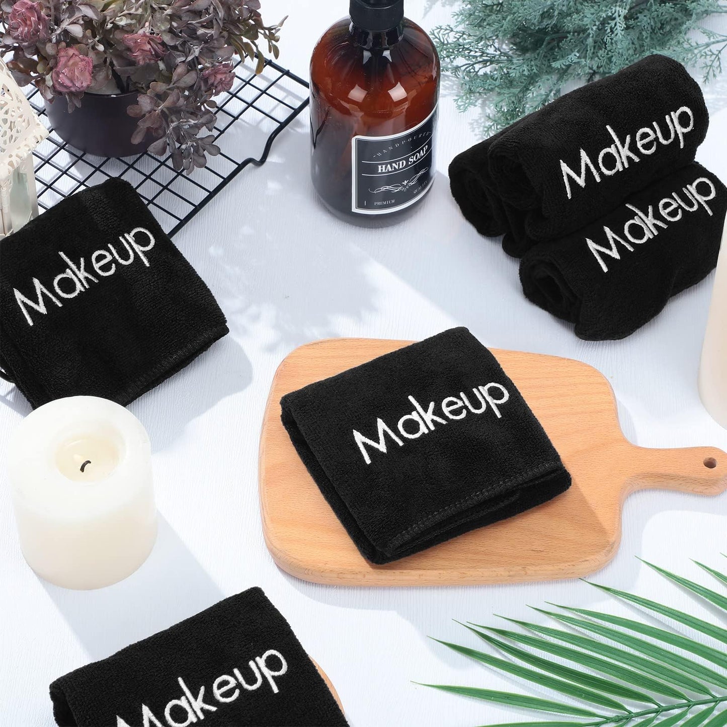 Shimeyao 50 Pack Makeup Towels Black Makeup Washcloths for Face Microfiber Remover Cloth 13x13 Inch Quick Dry Face Towels for Cleansing Hand