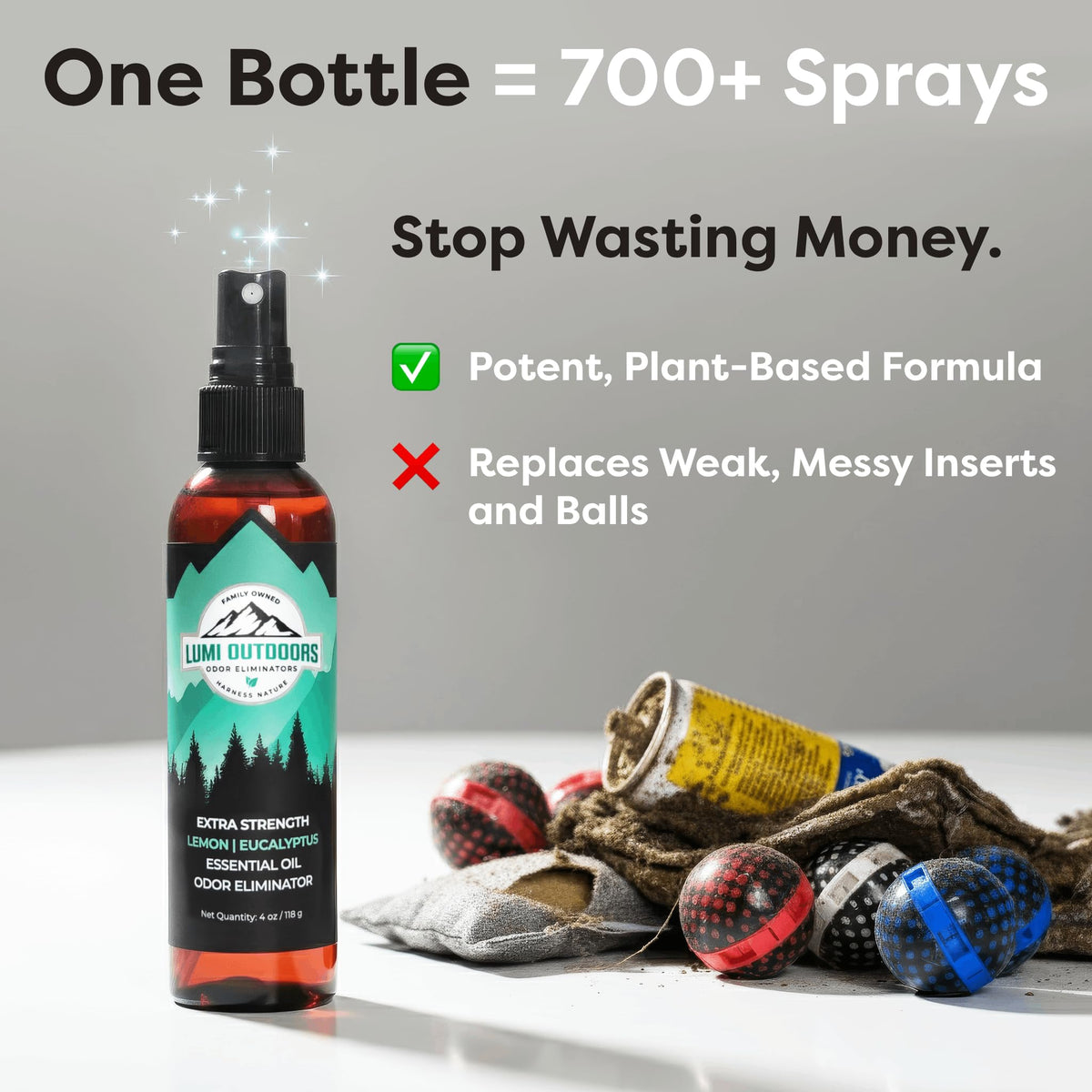 Lumi Outdoors Natural Shoe Deodorizer Spray - Odor Eliminator