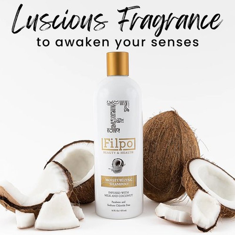FILPO Coconut Milk Moisturizing Shampoo - Sulfate Free with Coconut Oil and Argan Oil, Clarifying for Natural and Curly Hair Care