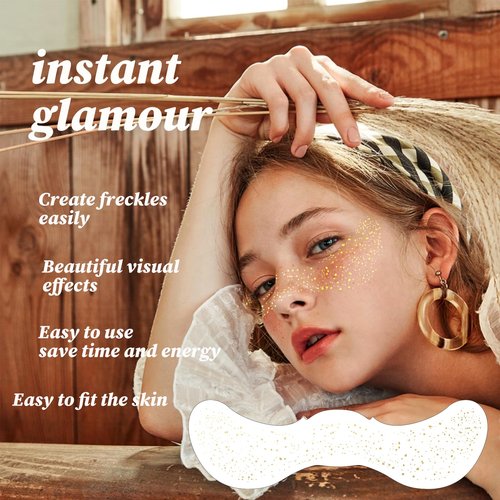 Gpsuootd Makeup Patches,8pcs Gold Sparkle Freckles,Face Makeup Patches,Glitter Freckles Face Tattoo (8PCS Gold Glitter Freckles-003)