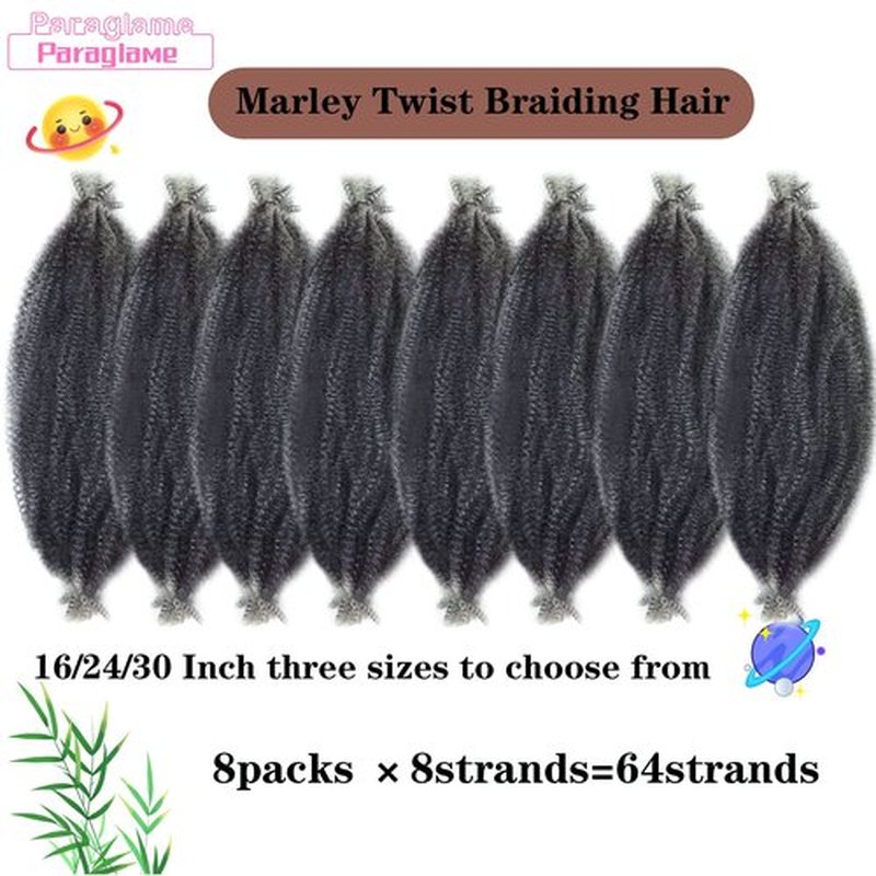 Marley Hair 16 Inch Springy Afro Twist Hair 8 Packs Marley Twist Braiding Hair, Wrapping Hair for Soft Locs Synthetic Crochet Braids Hair Extension for Black Women(16Inch, Tgrey)