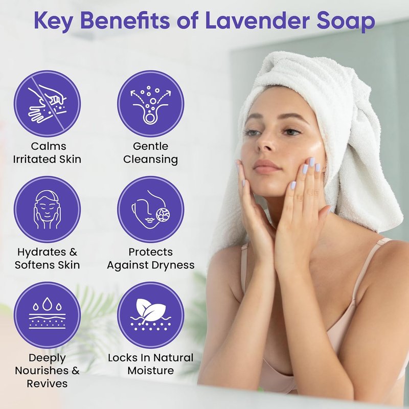 Handmade Lavender Soap Bar – Natural Organic Cold-Process Soap with Olive Oil & Beeswax | 3 Pack, Moisturizing for All Skin Types